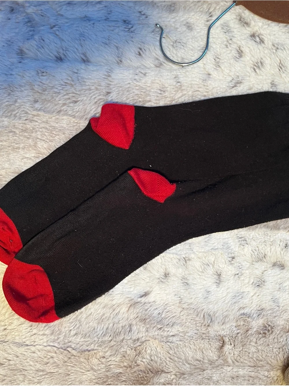 Men's Black Socks with Red Heel & Toe - Classic Contrast